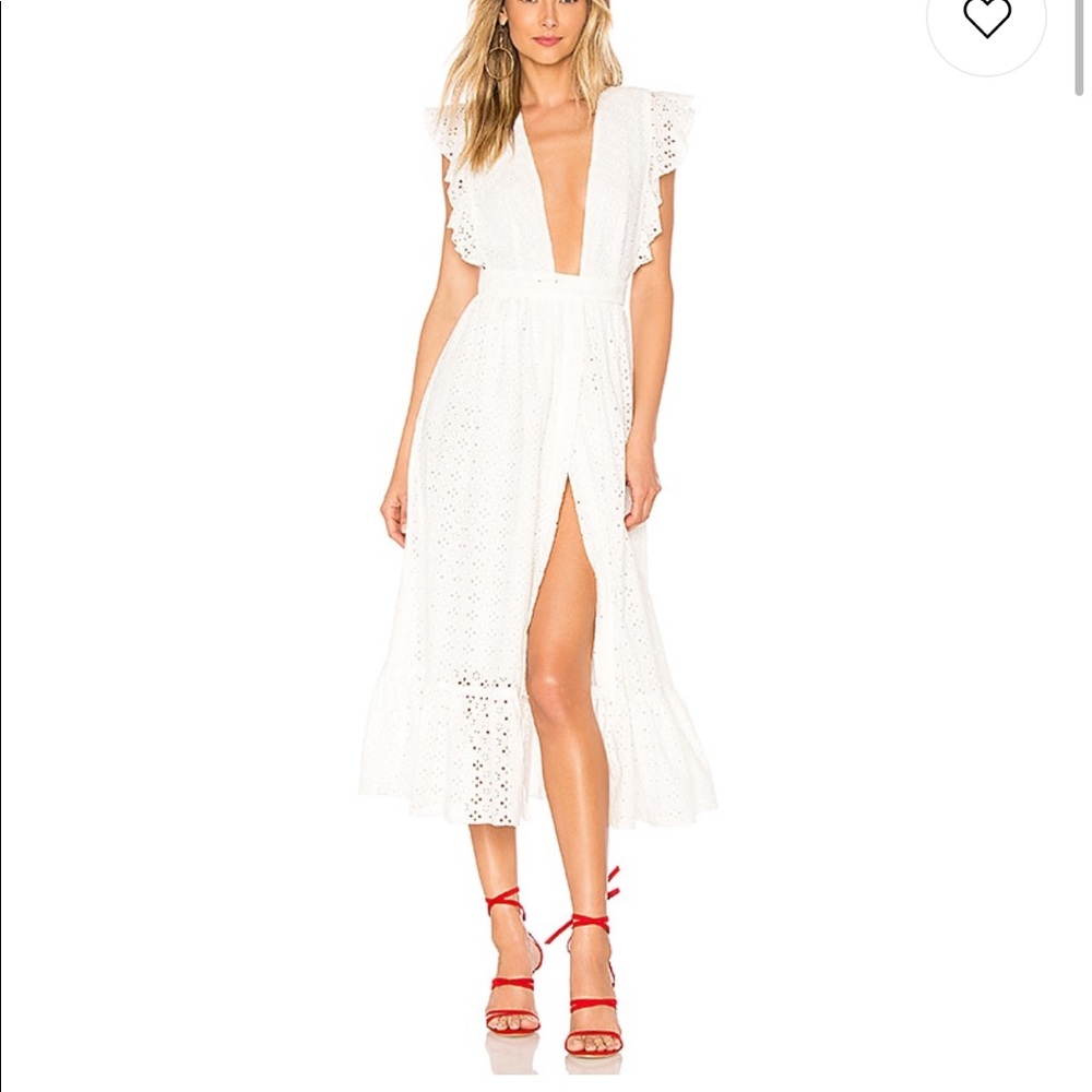 White Low Cut Revolve Dress